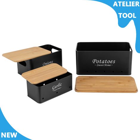 ATELIER 3pcs cuisine boîte de stockage conteneur ensemble oignons pomme de terre ail de stockage organisateur (1/5)