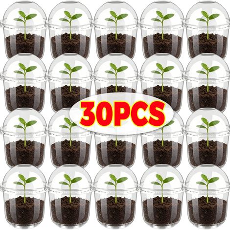 (10 pièces) Pots de pépinière en plastique avec couvercle respirant, pour semis en intérieur ou en serre. (1/4)