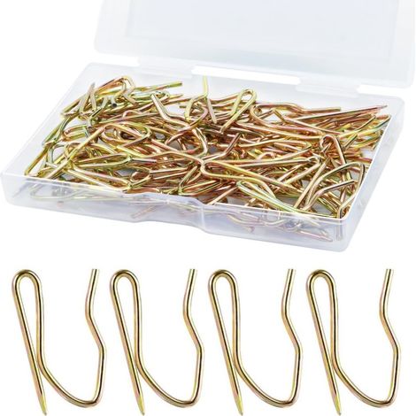 Metal curtain hooks, curtain pins, 1.2-inch stainless steel pins for curtains and shower curtains, gold, 58 pieces. (1/5)