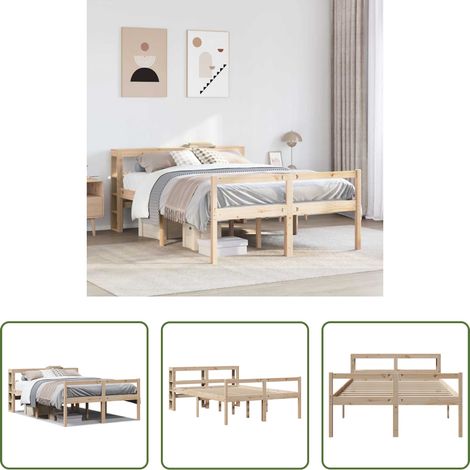 vidaXL Lit en bois - Lit pour personne âgée avec tête de lit sans matelas 120x200 cm (1/5)