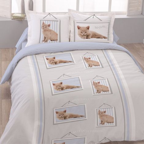 Housse de couette 240x220 Lovely friend + 2 taies coton 52 fils (1/3)