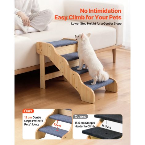 Escalier pour Chien en Bois 4 Marches pour Chien pour Canapé Lit Voiture Chats Chiens Animaux de Compagnie Jusqu'à 68 kg, Surface A… (1/5)