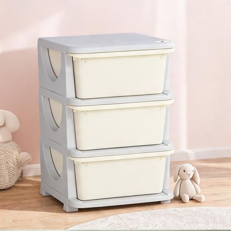 Rangement 3 tiroirs en PP avec bacs amovibles pour chambre (1/5)