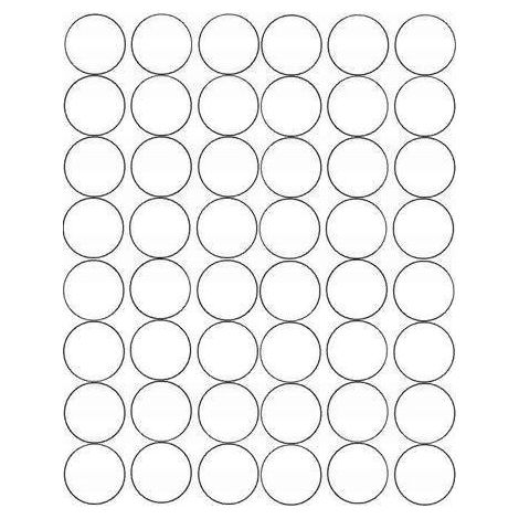 Adesivi circolari da 6 cm, pois, 48 pezzi, bianco lucido