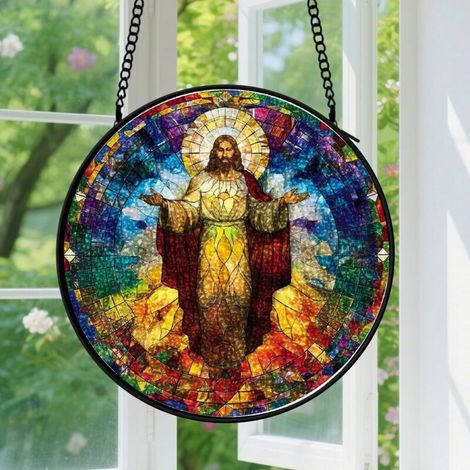 Capteur de soleil en vitrail - décoration spirituelle 9cm (1/4)