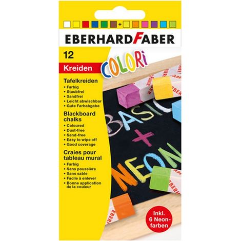 Eberhard Faber EF-526012 Carré de craie pour tableau noir, 12 pièces (1/2)