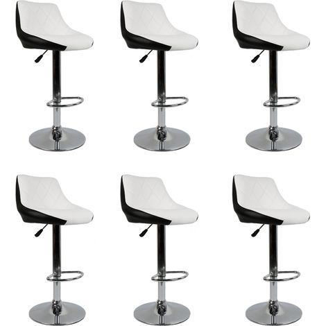 Aqrau 6 Tabouret de bar cuillère noire à dossier blanc (1/4)