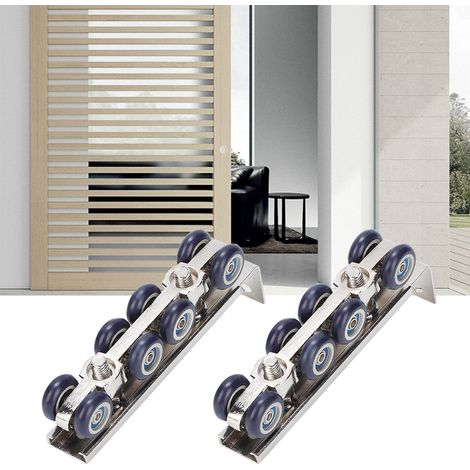 Accessoires de quincaillerie pour portes coulissantes résidentielles : poulie de suspension robuste à 8 roues pour rail de porte. (1/5)