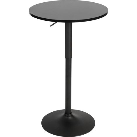 Table de bar réglable en hauteur Ø60 cm – Plateau bois noir rond pied trompette métal stable et moderne 100009139 (1/5)
