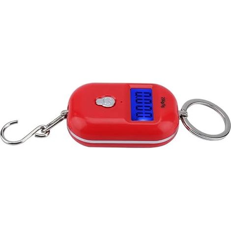 portable digital scale hanging luggage scales ultra-mini scales weight hook electronic scales LCD backlight kitchen red (1/5)