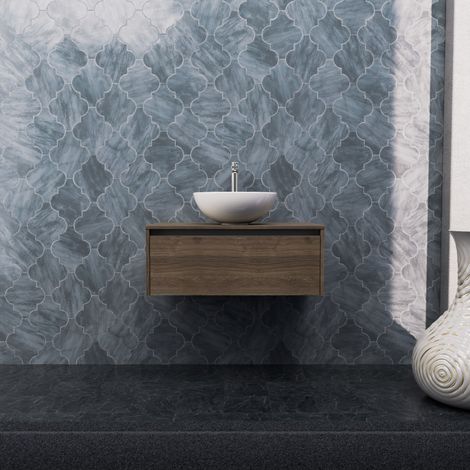 Inda - Mobile bagno L.80 con lavabo in appoggio / Rovere castano