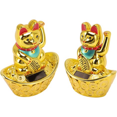 Chat porte-bonheur solaire agitant la main, symbole de richesse et de prospérité, décoration pour la maison, le bureau ou la chambre, MLY358A Or (1/5)