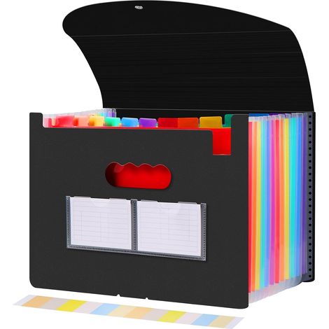 Trieur 12 Compartiments A4, Rangement Papier Administratif, Noir (1/5)