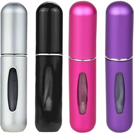 Lot de 4 mini flacons vaporisateurs de parfum rechargeables – Format voyage pratique pour huiles essentielles, parfums et eaux