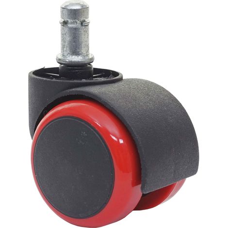 5er-Set Hartbodenrollen HHG-332, Bürostuhl-Rollen Stuhlrollen, 150kg belastbar Ø 11mm rot (1/5)