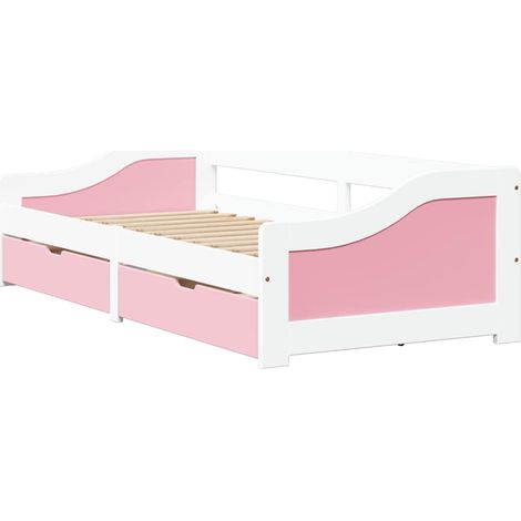 vidaXL Dormeuse 2 Cassetti senza Materasso Bianco&Rosa 90x200 cm IRUN (1/5)