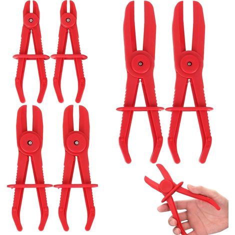 Pince Collier Serrage - 6 pièces, Pince Collier Serrage 3 Tailles + Bague Retenue - Rouge, Pour Freins/Carburant/Flexibles (1/5)