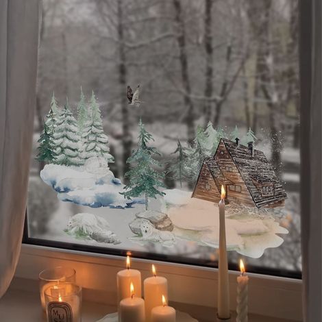 1 sheet of Christmas window stickers, decorative Christmas window stickers, reusable and removable PVC window stickers for Christmas home decoration, 30 × 60 cm (1/3)