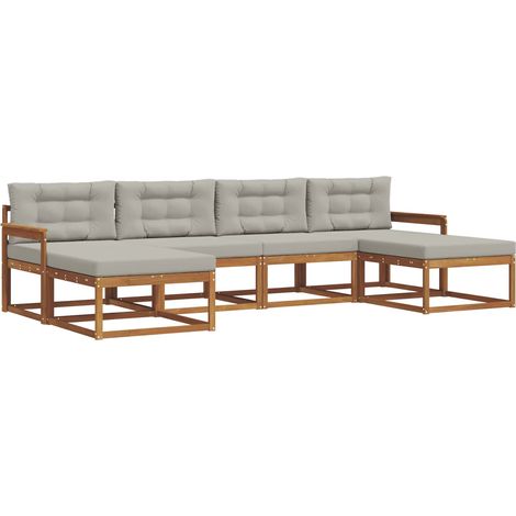 Conjunto de sofás de exterior 6 uds. Gris Natural y Claro vidaXL (1/5)