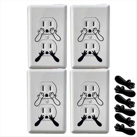 60 autocollants muraux humoristiques pour prises électriques (fausses). (1/5)