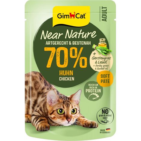 GimCat Near Nature Cibo per gatti senza cereali - Busta da 85 g - Pollo 85 g