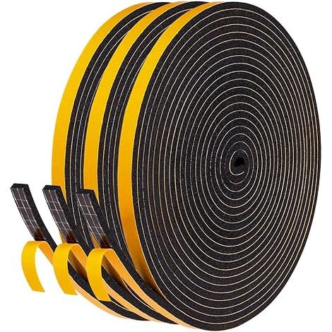 Bande d'Étanchéité 7x3mm Autocollante en Mousse Joint Fenêtre Boudin de Portes Isolation en Caoutchouc Noir (1/5)