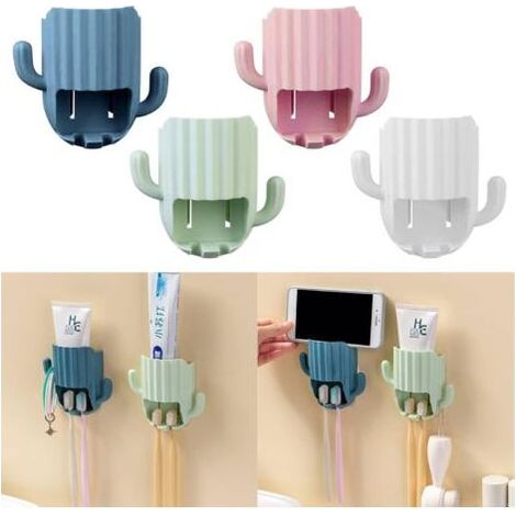 Support de rangement mural pour dentifrice et brosse à dents en forme de cactus pour décoration murale de salle de bain (1/5)