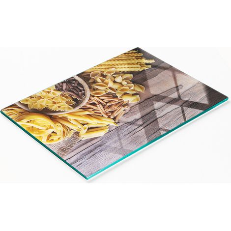 Tablero de vidrio templado con estampado decorativo para pasta, 80x52 cm