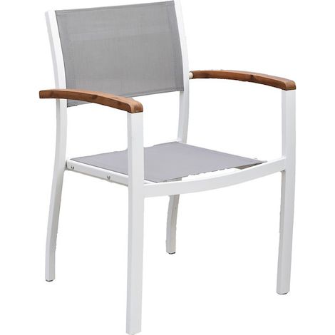Naxos Stapelsessel, 2er Set, Alu,Textil, Akazie