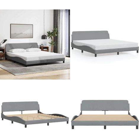 Cadre de lit sans matelas gris clair 180x200 cm tissu - Cadre De Lit - Lit Double - Lit Design - Literie - Meuble Chambre - Home & Living (1/5)