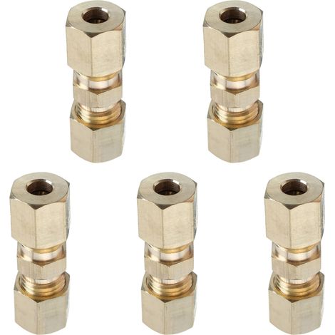 Raccord De Compression - Laiton - 3/16 Pouces - Pour Conduite De Frein Hydraulique - 5 Pièces (1/5)