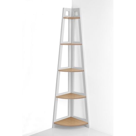 Eckregal Design Weiß Holz Eiche Platzsparend Simy Wood (1/3)