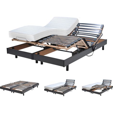 Set aus 2 elektrisch verstellbaren Unterbetten FLEXPUR 80x200 + 2 Matratzen mit Formgedächtnis / Schwarz/ 200x156x51 (1/5)