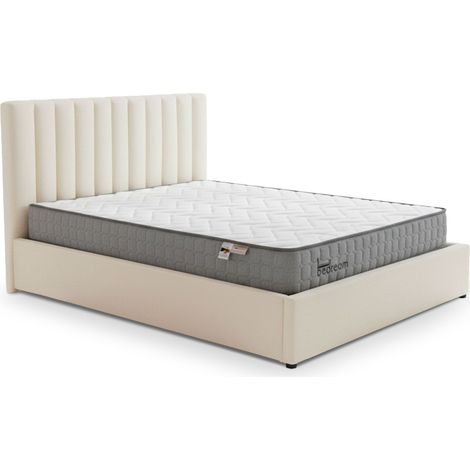 Pack Lit-coffre Songe + Matelas Bedream 140x190cm Tissu bouclette Beige
