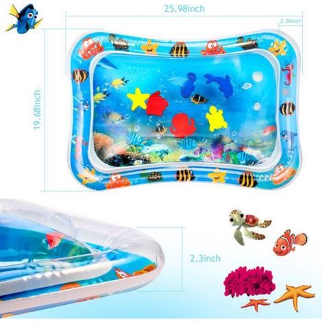 Tapis D'eau Gonflable - Pour Activité Tummy Time Bébé - 66 x 50 x 6,35 cm - PVC Sans BPA - À Partir de 3 Mois - 1 Pièce (1/4)