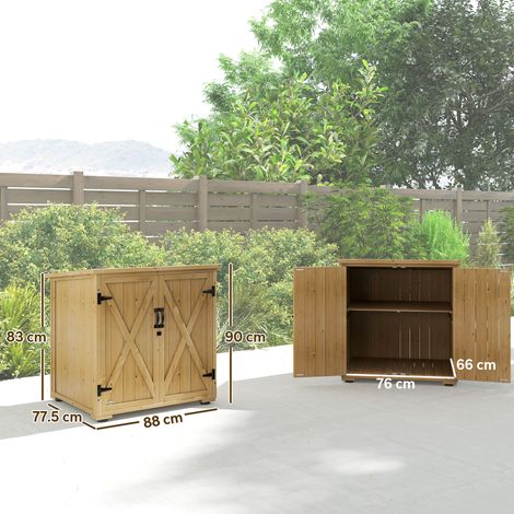 Armoire de jardin en épicéa, avec étagères intérieures réglables et toit incliné, 77,5 x 88 x 90 cm (1/5)