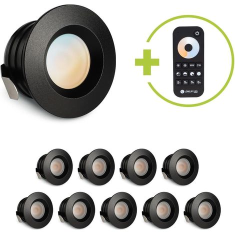 Einbaustrahler Mini flach Torino 3W CCT IP44 - Farbe: schwarz matt - Anzahl: 10x (1/5)