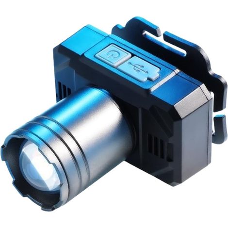 Lampe frontale LED rechargeable, lumière blanche super lumineuse avec détecteur de mouvement, zoom réglable, banque d'alimentation USB pour camping randonnée (C) (1/5)