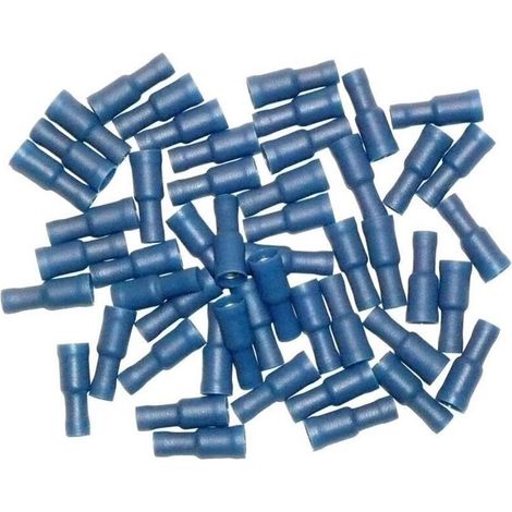 Cosses electriques femelles rondes bleues 5 - sachet de 50 cosses