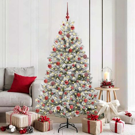 Künstlicher Weihnachtsbaum Grün und Weiß 180 cm PVC und Metall