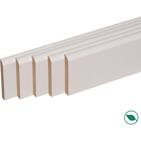 Forestea – Pack de 5 plinthes MDF blanches bord arrondi 2000 x 68 x 9 mm – Label PEFC 70% – Pour finitions impeccables
