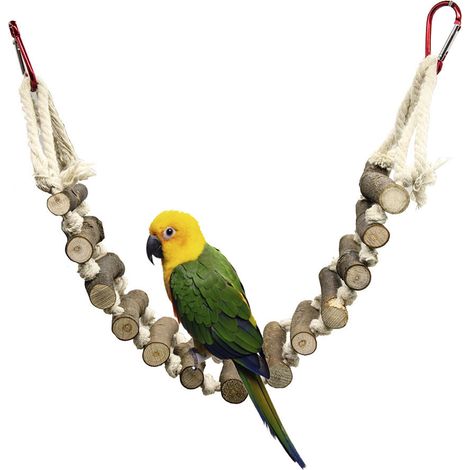 Jouets en corde naturelle, échelle en bois, accessoires d'escalade pour cage à oiseaux, tons bruns et naturels (1/5)