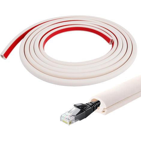 3 Mètres Goulotte Passe Cable, Auto-adhésif Cache Cable TV Mural Demi-Rond en PVC Souple, Mini Goulottes de Câbles, Goulotte Electrique, Cache Cable Sol Flexible, pour Sol, Mural, TV, Bureau et Maison (1/5)