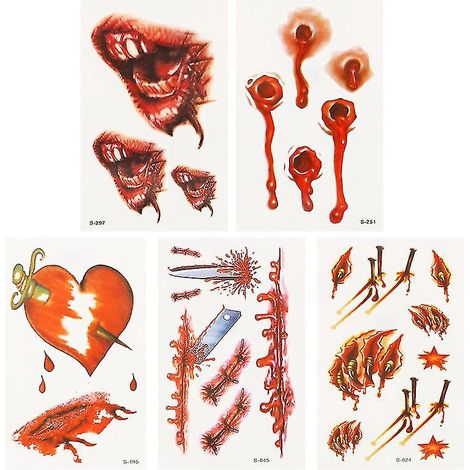 25 Blatt Aufkleber mit künstlichen Narben für Halloween-Dekorationen