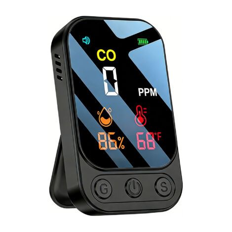 Détecteur de monoxyde de carbone portable 3 en 1 pour la maison et les voyages, autonomie de 120 heures en veille, détecteur de CO rechargeable, alarme sonore et visuelle pour camping-cars, camping et