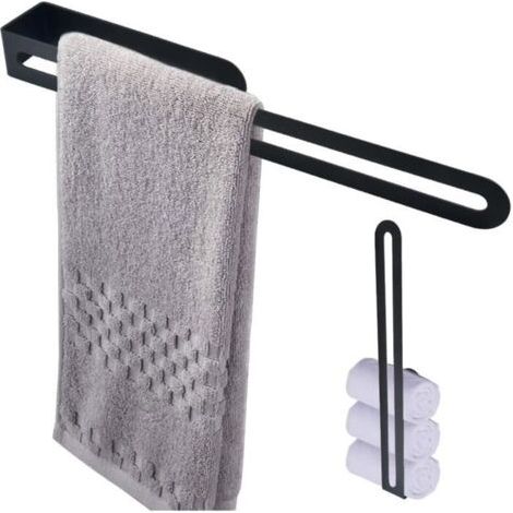 37cm Porte Serviette Salle de Bain sans Percage, Porte Serviette Murale Noir, Porte Serviette Adhesif, Porte Serviette Mural Barres (1/4)