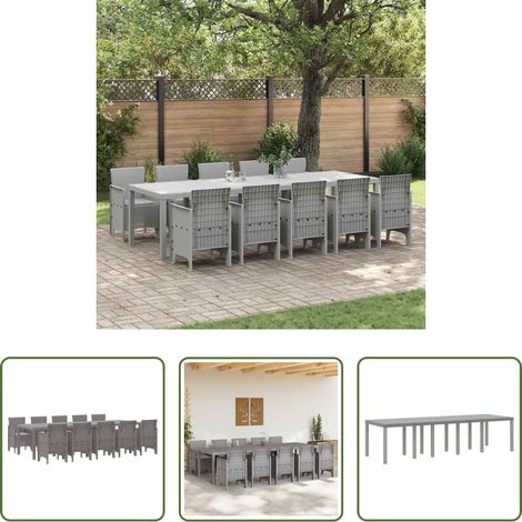Terrassenstuhl - Garten Essgruppe 11 pcs Hellgrau Rattan und Aluminium (1/5)