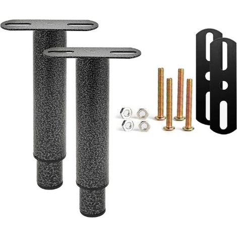 Pied de support de cadre de lit - pieds de lit - pieds de sommier - 2 pièces - 18 à 33 cm - fer - gris - pied de meuble réglable - rétractable - pour sommiers à lattes, sommier métallique, armoire, ca (1/5)