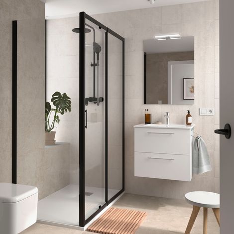 Badezimmermöbel SILANE 600 2 Schubladen WHITE SATIN + Waschtisch + Spiegel