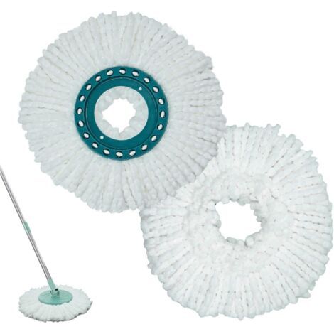 Lot de 2 Têtes de Rechange Clean Twist Disc Mop compatibles avec Leifheit - en Microfibre absorbante - Convient pour à Tous Types de sols - Facile à remplacer, Peut être lavé en Machine (1/5)